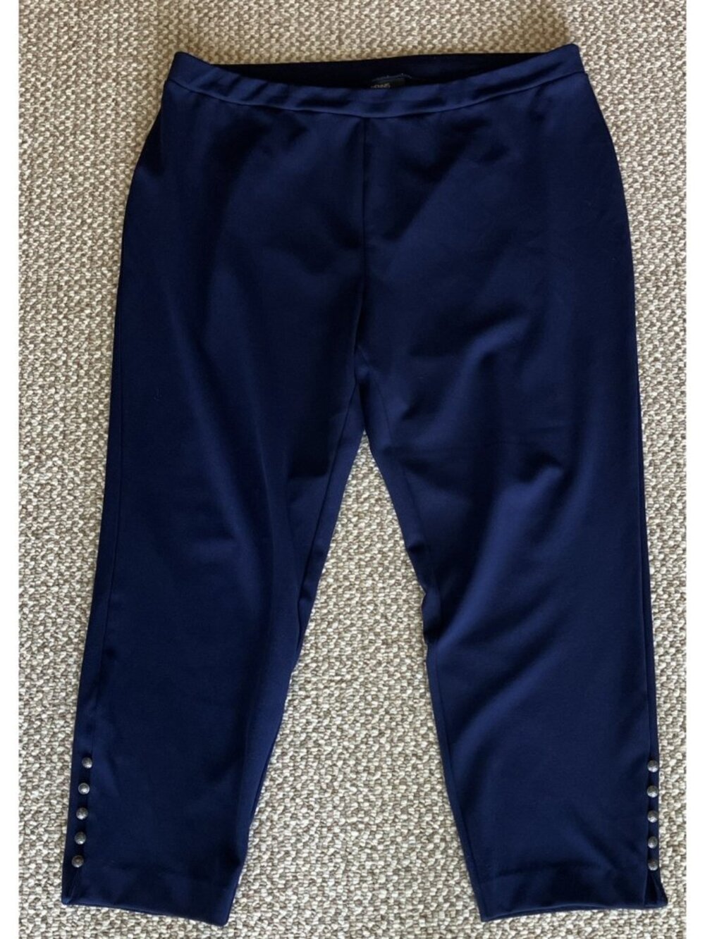 Dennis By Dennis Basso Pants Womens 1X Navy W/silver Buttons Knit Pull On